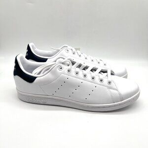 Adidas Originals Womens Size 11 Stan‎ Smith White Navy Blue Sneakers Shoes